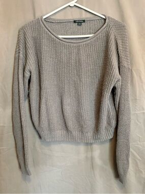 wild fable Light Gray Knit Crewneck Sweater